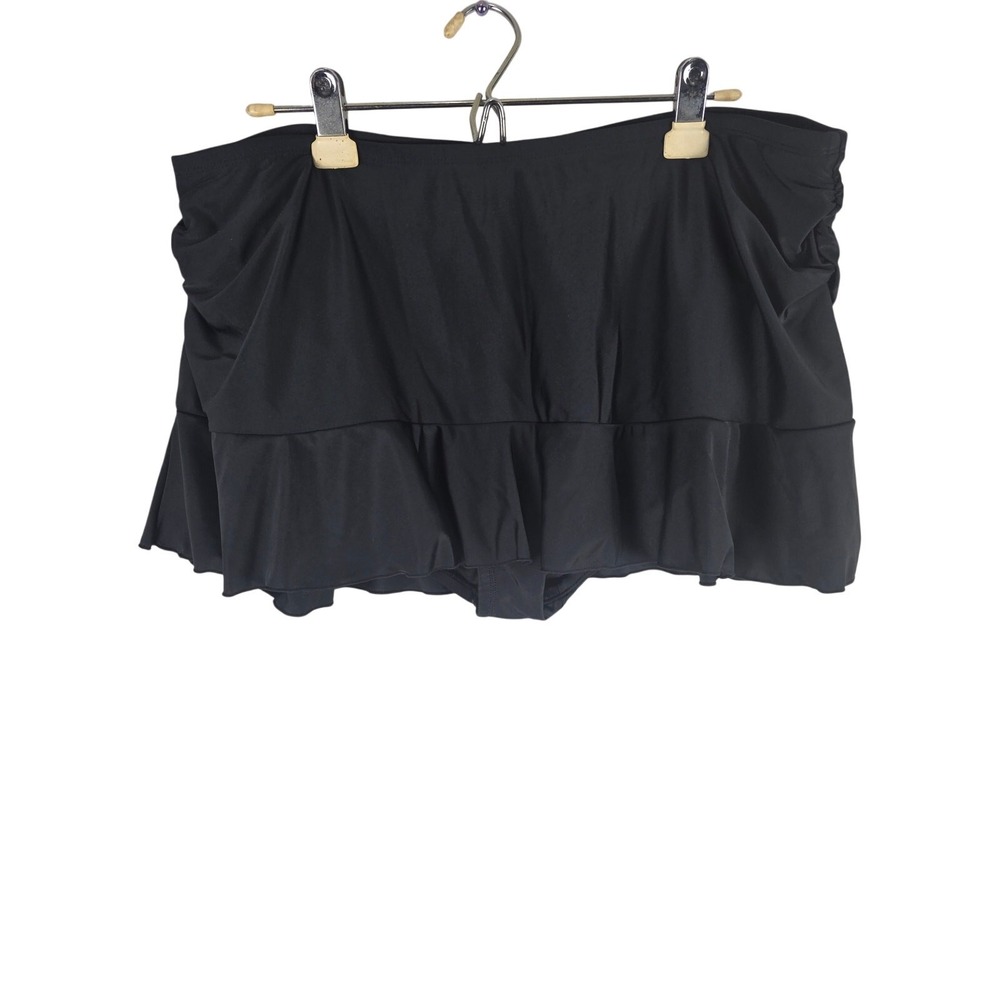 Sol Borne Swim Skort 2x Womens Plus Size Black Pull On Beach‎ Swimwear Bottoms